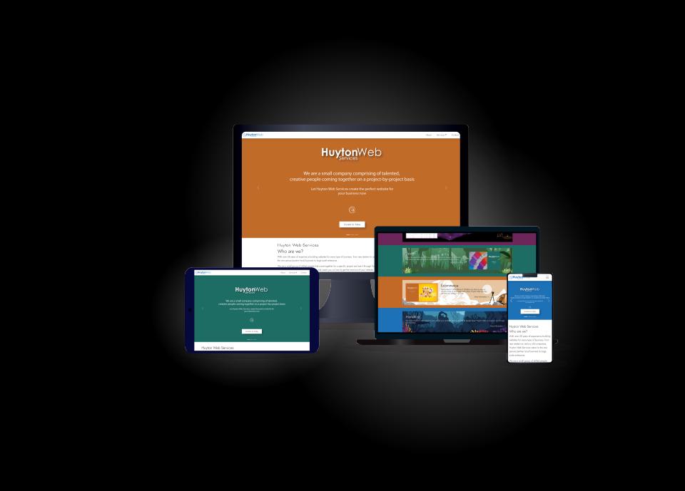 A number of devices showing the Huyton Web Services website