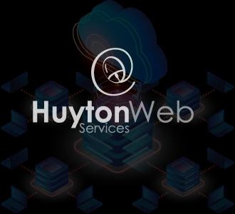 About Huyton Web Services logo on an image of a server