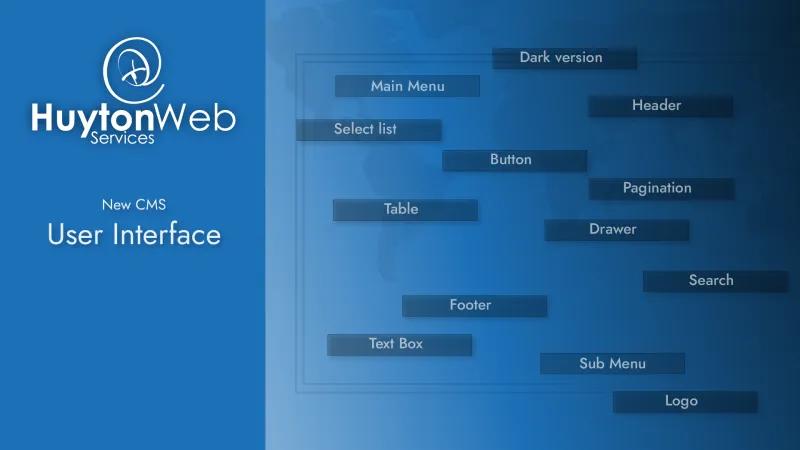 Huyton Web Services logo with layout elements on the right